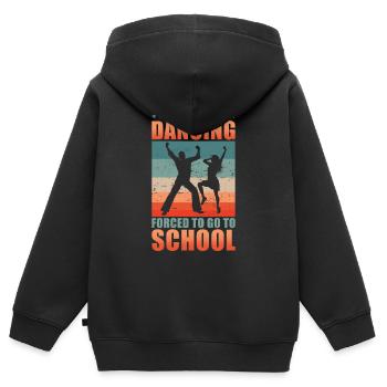 Nés pour aller danser forcés d’aller à l’école - Sweat Premium à capuche zippé enfant bio - noir - Dos - AI Model Kid Male (0cm)