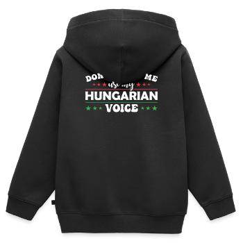 Zwinge Mich Nicht, Meine Ungarische Stimme Zu - Kinder Premium Organic Zip Hoodie - Schwarz - Hinten - AI Model Kid Male (0cm)