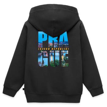 Prague Czech Republic Souvenir - Kids Premium Organic Zip-up Hoodie - black - Back - AI Model Kid Male (0cm)