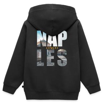 Naples Italie Souvenir - Sweat Premium à capuche zippé enfant bio - noir - Dos - AI Model Kid Male (0cm)