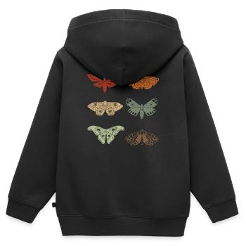 Moth Retro Vintage Moths - Sweat Premium à capuche zippé enfant bio - noir - Dos - AI Model Kid Male (0cm)