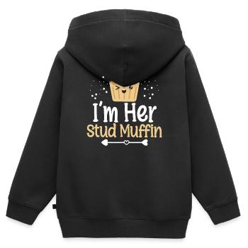 Chef pâtissier Baker Cupcake Lover Men I’m Her Stud M - Sweat Premium à capuche zippé enfant bio - noir - Dos - AI Model Kid Male (0cm)