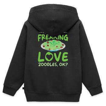 Zoodles Zucchini Pasta Saying - Kids Premium Organic Zip-up Hoodie - black - Back - AI Model Kid Male (0cm)