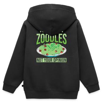 Zoodles Zucchini Pasta Saying - Kids Premium Organic Zip-up Hoodie - black - Back - AI Model Kid Male (0cm)