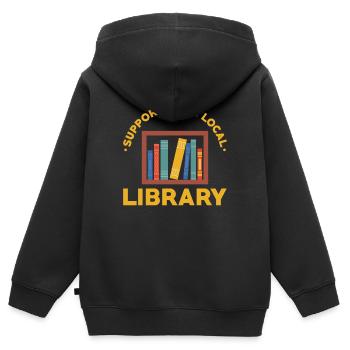 Bibliothekar lokale Bibliothek - Kinder Premium Organic Zip Hoodie - Schwarz - Hinten - AI Model Kid Male (0cm)