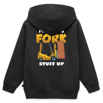 Beruf Des Gabelstaplerfahrers Ich Bin Hier, Um - Kinder Premium Organic Zip Hoodie - Schwarz - Hinten - AI Model Kid Male (0cm)