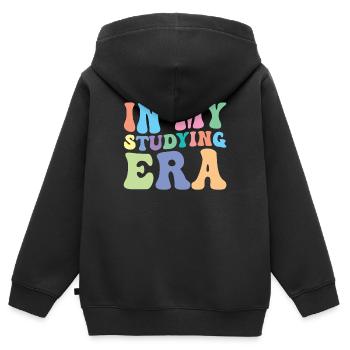 Étudiant Étudier Retro Groovy - Sweat Premium à capuche zippé enfant bio - noir - Dos - AI Model Kid Male (0cm)