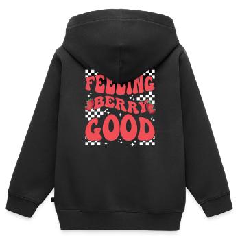 Berry Strawberry Fruit Feeling Berry Good - Kids Premium Organic Zip-up Hoodie - black - Back - AI Model Kid Male (0cm)