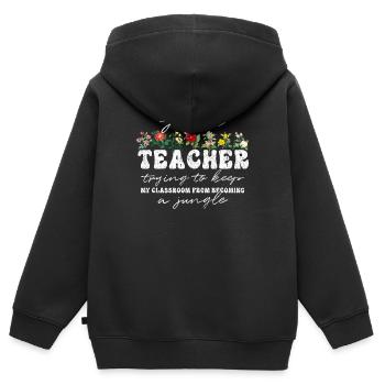 Teacher Funny Flower Classroom Jungle - Kids Premium Organic Zip-up Hoodie - black - Back - AI Model Kid Male (0cm)