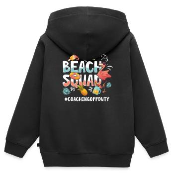 Coaching Vacances Groupe Plage - Sweat Premium à capuche zippé enfant bio - noir - Dos - AI Model Kid Male (0cm)