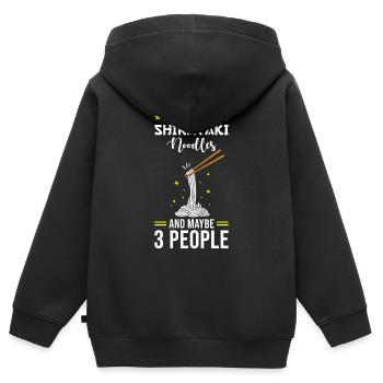 Shiritaki Nudeln - Kinder Premium Organic Zip Hoodie - Schwarz - Hinten - AI Model Kid Male (0cm)