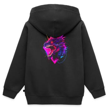 Synthwave Dragon - Kinder Premium Organic Zip Hoodie - Schwarz - Hinten - AI Model Kid Male (0cm)