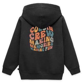 Cousin Crew Urlaubssouvenir Groovy Vintage - Kinder Premium Organic Zip Hoodie - Schwarz - Hinten - AI Model Kid Male (0cm)