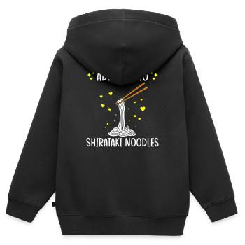 Shiritaki Nudeln - Kinder Premium Organic Zip Hoodie - Schwarz - Hinten - AI Model Kid Male (0cm)