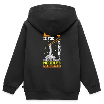 Shiritaki Nudeln - Kinder Premium Organic Zip Hoodie - Schwarz - Hinten - AI Model Kid Male (0cm)
