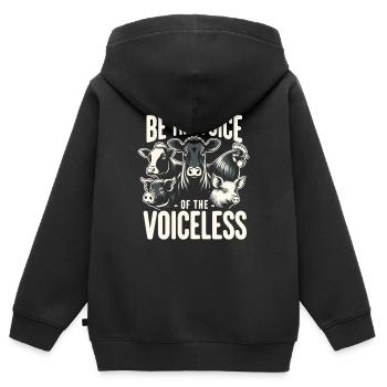 Droits des animaux Vegan Soyez la voix des sans-voix - Sweat Premium à capuche zippé enfant bio - noir - Dos - AI Model Kid Male (0cm)