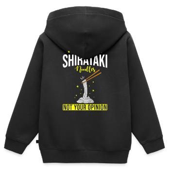 Shiritaki Nudeln - Kinder Premium Organic Zip Hoodie - Schwarz - Hinten - AI Model Kid Male (0cm)