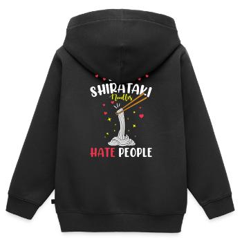 Shiritaki Nudeln - Kinder Premium Organic Zip Hoodie - Schwarz - Hinten - AI Model Kid Male (0cm)