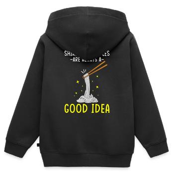 Shiritaki Nudeln - Kinder Premium Organic Zip Hoodie - Schwarz - Hinten - AI Model Kid Male (0cm)