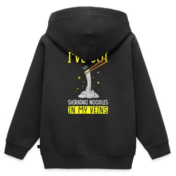 Shiritaki Nudeln - Kinder Premium Organic Zip Hoodie - Schwarz - Hinten - AI Model Kid Male (0cm)