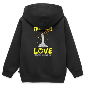 Shiritaki Nudeln - Kinder Premium Organic Zip Hoodie - Schwarz - Hinten - AI Model Kid Male (0cm)