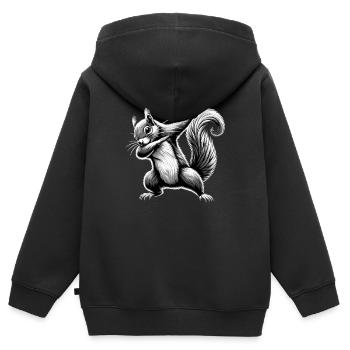 Tamponner l’écureuil - Sweat Premium à capuche zippé enfant bio - noir - Dos - AI Model Kid Male (0cm)