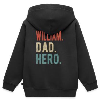 William Papa Held - Kinder Premium Organic Zip Hoodie - Schwarz - Hinten - AI Model Kid Male (0cm)