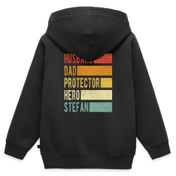 Stefan Name Papa Geschenk - Kinder Premium Organic Zip Hoodie - Schwarz - Hinten - AI Model Kid Male (0cm)