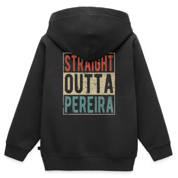 Direkt aus Pereira - Kinder Premium Organic Zip Hoodie - Schwarz - Hinten - AI Model Kid Male (0cm)