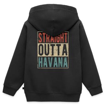 Direkt aus Havanna - Kinder Premium Organic Zip Hoodie - Schwarz - Hinten - AI Model Kid Male (0cm)