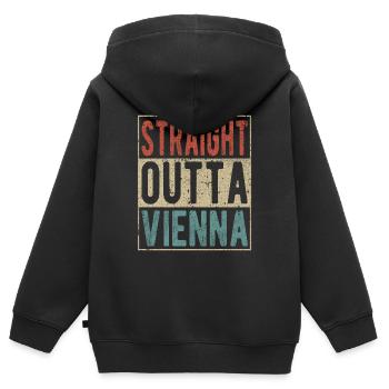 Direkt aus Wien - Kinder Premium Organic Zip Hoodie - Schwarz - Hinten - AI Model Kid Male (0cm)
