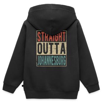 Direkt aus Johannesburg heraus - Kinder Premium Organic Zip Hoodie - Schwarz - Hinten - AI Model Kid Male (0cm)