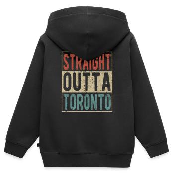 Direkt aus Toronto - Kinder Premium Organic Zip Hoodie - Schwarz - Hinten - AI Model Kid Male (0cm)
