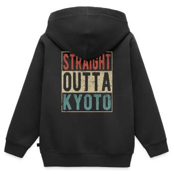 Direkt aus Kyoto - Kinder Premium Organic Zip Hoodie - Schwarz - Hinten - AI Model Kid Male (0cm)