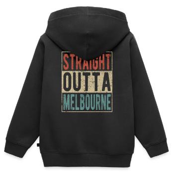 Tout droit sorti de Melbourne - Sweat Premium à capuche zippé enfant bio - noir - Dos - AI Model Kid Male (0cm)
