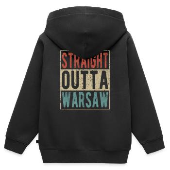 Direkt aus Warschau heraus - Kinder Premium Organic Zip Hoodie - Schwarz - Hinten - AI Model Kid Male (0cm)