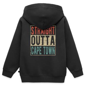 Direkt aus Kapstadt heraus - Kinder Premium Organic Zip Hoodie - Schwarz - Hinten - AI Model Kid Male (0cm)
