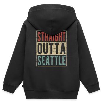 Direkt aus Seattle - Kinder Premium Organic Zip Hoodie - Schwarz - Hinten - AI Model Kid Male (0cm)