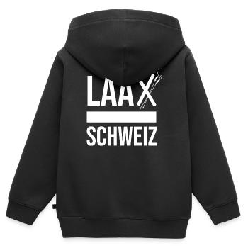 Laax Skier Souvenir Pullover Laax T-Shirt - Kids Premium Organic Zip-up Hoodie - black - Back - AI Model Kid Male (0cm)