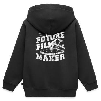 Zukünftiger Filmemacher, Kamera, Regisseur, Produzent - Kinder Premium Organic Zip Hoodie - Schwarz - Hinten - AI Model Kid Male (0cm)