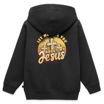Lasst Mich euch von Meinem Jesus erzählen - Kinder Premium Organic Zip Hoodie - Schwarz - Hinten - AI Model Kid Male (0cm)