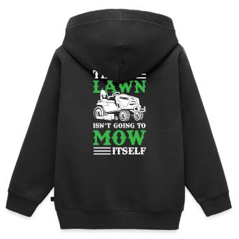 Der Rasen wird sich nicht selbst mähen - Kinder Premium Organic Zip Hoodie - Schwarz - Hinten - AI Model Kid Male (0cm)