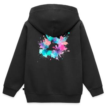 Farbkleckser mit Sliding Stop Silhouette - Kinder Premium Organic Zip Hoodie - Schwarz - Hinten - AI Model Kid Male (0cm)