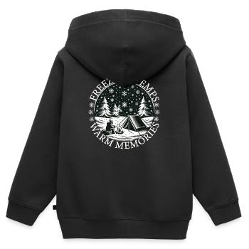 Camper Camp d’hiver Tente Camping - Sweat Premium à capuche zippé enfant bio - noir - Dos - AI Model Kid Male (0cm)