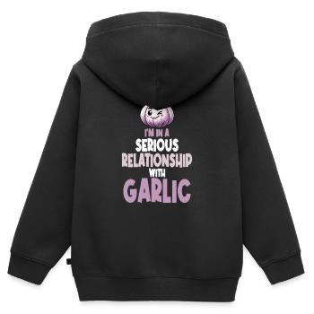 Knoblauch Liebhaber Gewürz Lustiger Knoblauch Beziehungszitat - Kinder Premium Organic Zip Hoodie - Schwarz - Hinten - AI Model Kid Male (0cm)
