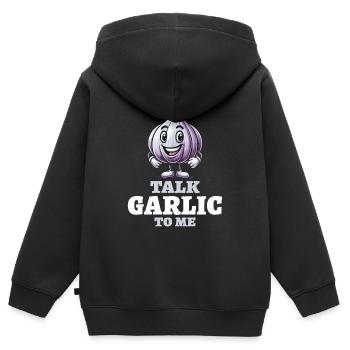 Amoureux de l’ail Jeu de mots sur l’ail Parlez-moi de l’ail - Sweat Premium à capuche zippé enfant bio - noir - Dos - AI Model Kid Male (0cm)