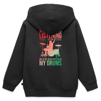 Schlagzeug T-Shirt mit einzigartiger Schlagzeuggrafik Perfekt - Kinder Premium Organic Zip Hoodie - Schwarz - Hinten - AI Model Kid Male (0cm)