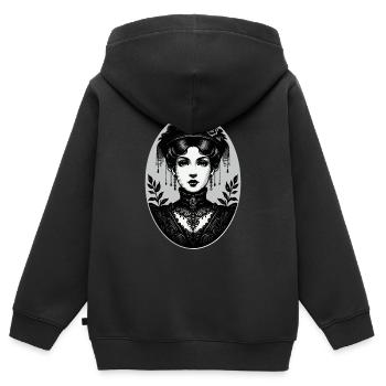 Viktorianisches gotisches Frauenporträt - Kinder Premium Organic Zip Hoodie - Schwarz - Hinten - AI Model Kid Male (0cm)