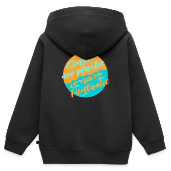 Plastik vermeiden - Kinder Premium Organic Zip Hoodie - Schwarz - Hinten - AI Model Kid Male (0cm)