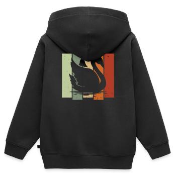 Cygne rétro Birdwatching Bird Watcher - Sweat Premium à capuche zippé enfant bio - noir - Dos - AI Model Kid Male (0cm)